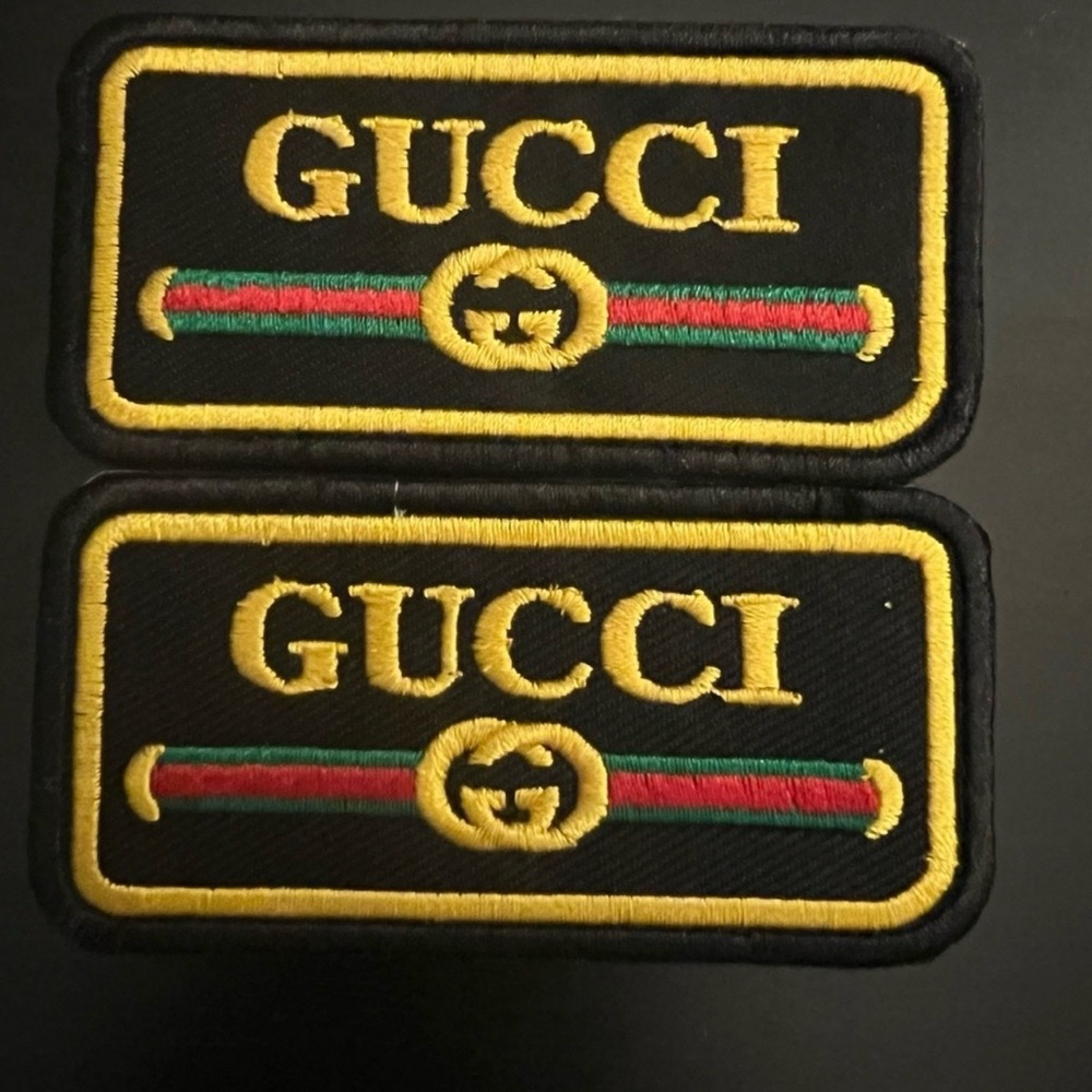 Sew On/Iron Patch with Gold Logo and Green-Red Stripe